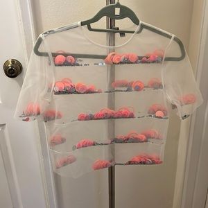 NWOT Asos Sheer Beaded Shirt